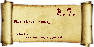 Maretka Tomaj névjegykártya
